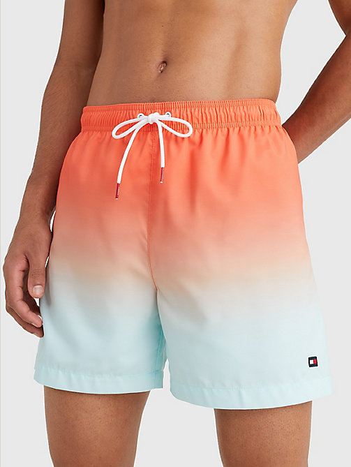 orange ombre mid length swim shorts for men tommy hilfiger