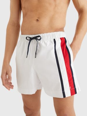 Drawstring Mid Length Swim Shorts WHITE Tommy Hilfiger