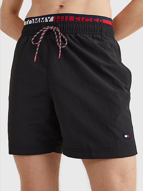 black logo waist mid length swim shorts for men tommy hilfiger