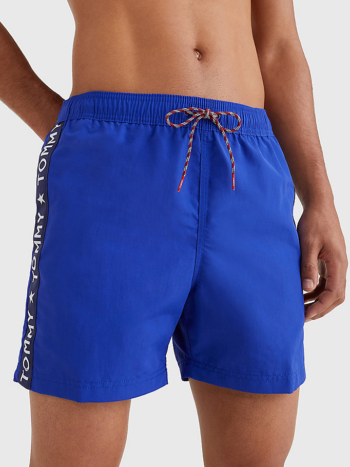 blue slim fit mid length swim shorts for men tommy hilfiger