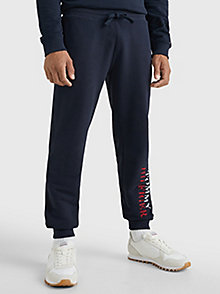 joggers ultra soft con cordón y logo azul de hombre tommy hilfiger