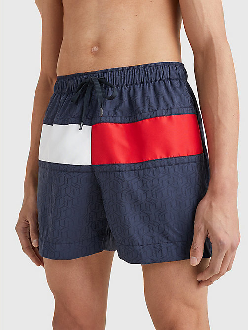 blue hilfiger flag twist mid length swim shorts for men tommy hilfiger