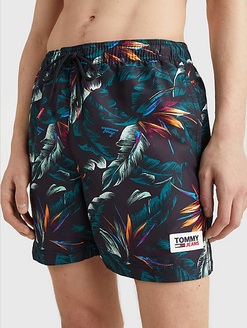black essential print mid length swim shorts for men tommy jeans