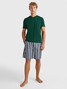 yellow stripe shorts pyjama set for men tommy hilfiger