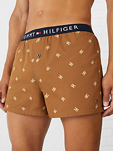 orange th monogram woven cotton boxer shorts for men tommy hilfiger