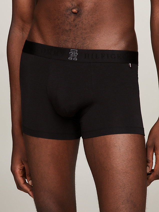 black th monogram logo waistband trunks for men tommy hilfiger