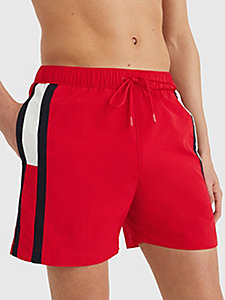 red flag mid length swim shorts for men tommy hilfiger