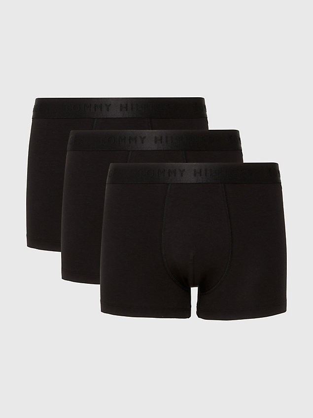 black 3-pack tonal logo waistband trunks for men tommy hilfiger