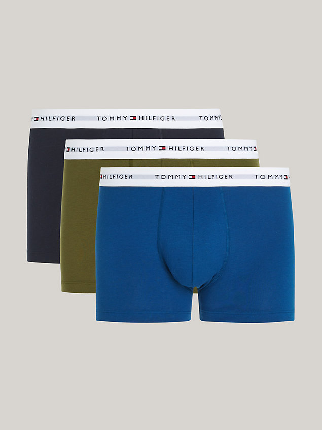 blue essential set van 3 boxershorts met logoband voor heren - tommy hilfiger