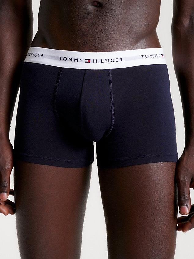 blue 3-pack essential logo waistband trunks for men tommy hilfiger