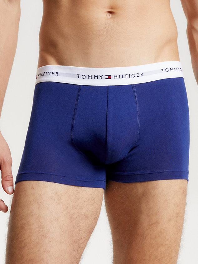 brown 3-pack essential logo waistband trunks for men tommy hilfiger