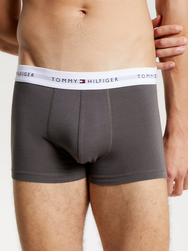 brown 3-pack essential logo waistband trunks for men tommy hilfiger