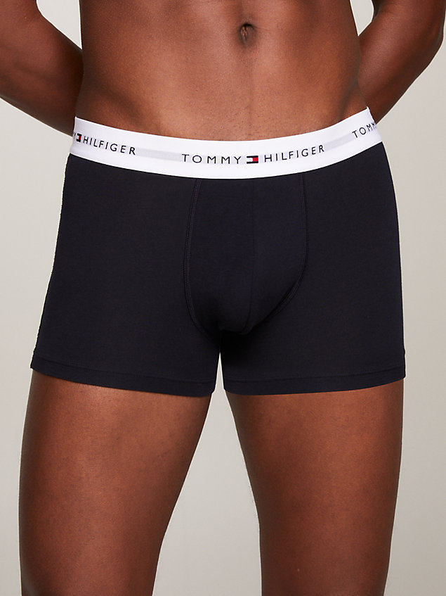 grey 3-pack essential logo waistband trunks for men tommy hilfiger