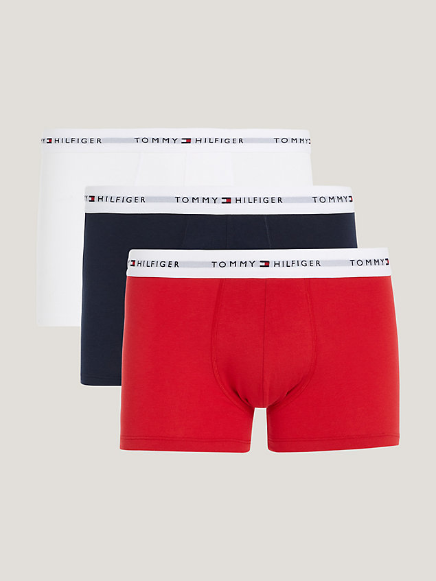 grey 3-pack signature essential logo waistband trunks for men tommy hilfiger
