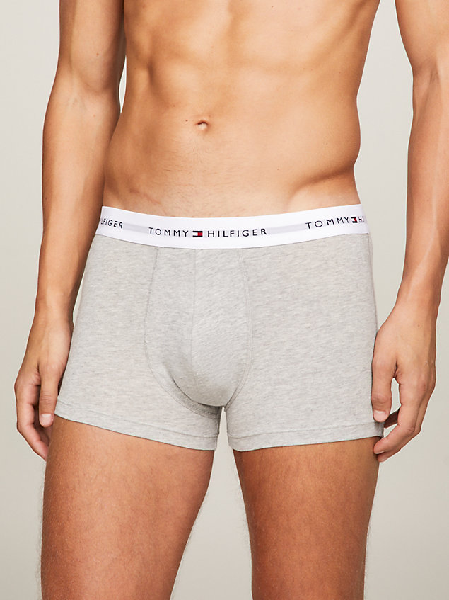 grey 3-pack essential logo waistband trunks for men tommy hilfiger