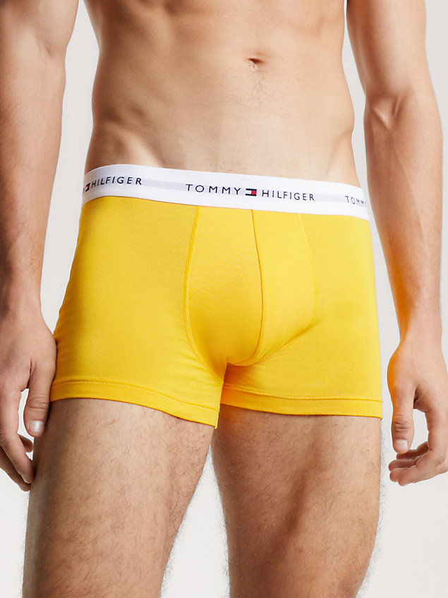 yellow 3-pack essential logo waistband trunks for men tommy hilfiger