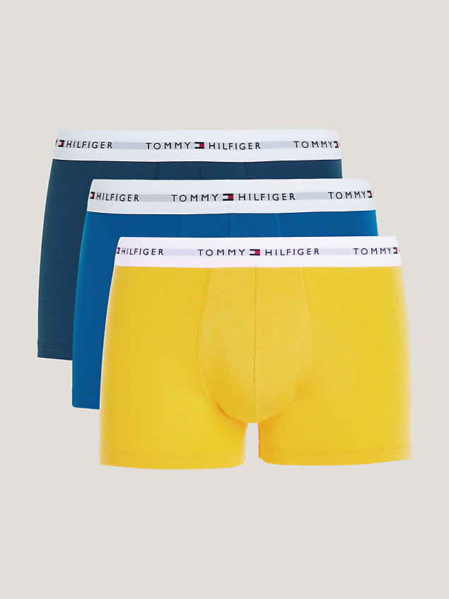 yellow essential set van 3 boxershorts met logoband voor heren - tommy hilfiger