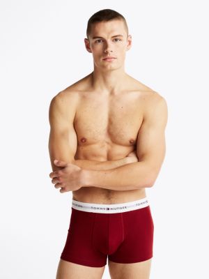 red 3-pack logo waistband trunks for men tommy hilfiger