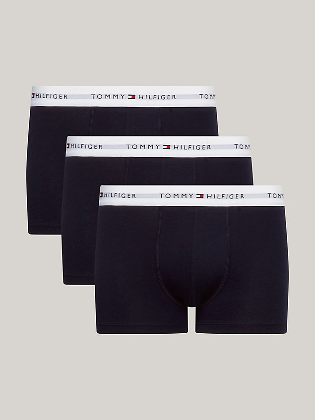 white 3-pack signature essential logo waistband trunks for men tommy hilfiger