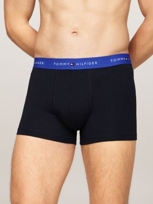 black 3-pack colour-blocked logo trunks for men tommy hilfiger