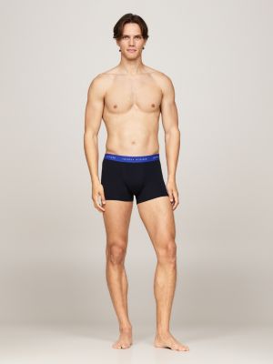 black 3-pack colour-blocked logo trunks for men tommy hilfiger