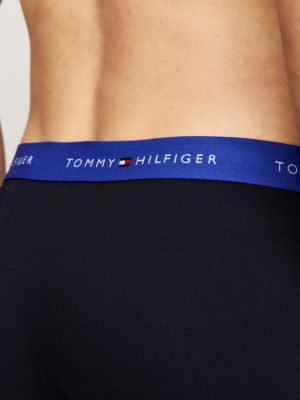 black 3-pack colour-blocked logo trunks for men tommy hilfiger