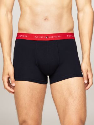 3 pack boxer aderenti con vita iconica blu da uomini tommy hilfiger