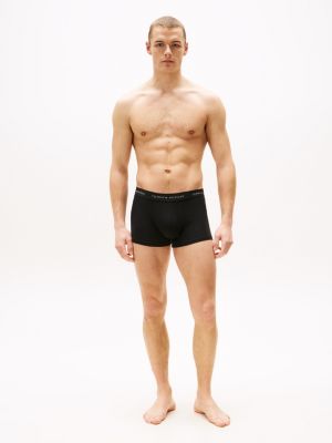 black 3-pack colour-blocked logo trunks for men tommy hilfiger