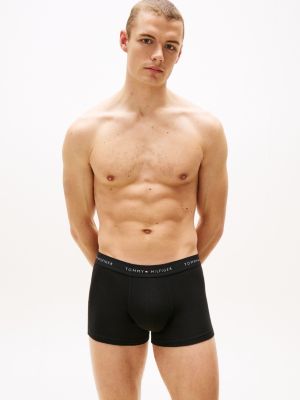 black 3-pack colour-blocked logo trunks for men tommy hilfiger