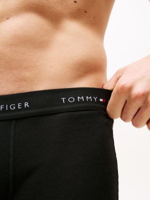 black 3-pack colour-blocked logo trunks for men tommy hilfiger