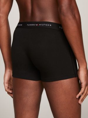 black 3-pack colour-blocked logo trunks for men tommy hilfiger