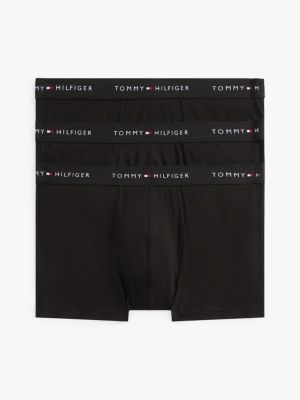 black 3-pack signature repeat logo waistband trunks for men tommy hilfiger