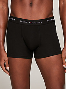 black 3-pack essential repeat logo trunks for men tommy hilfiger