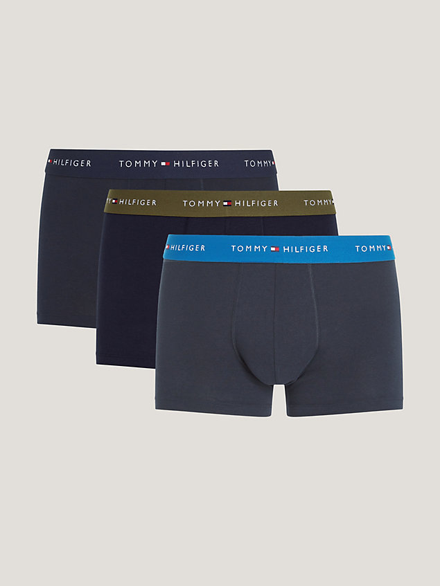 blue 3er-pack essential trunks mit logo-taillenbund für herren - tommy hilfiger