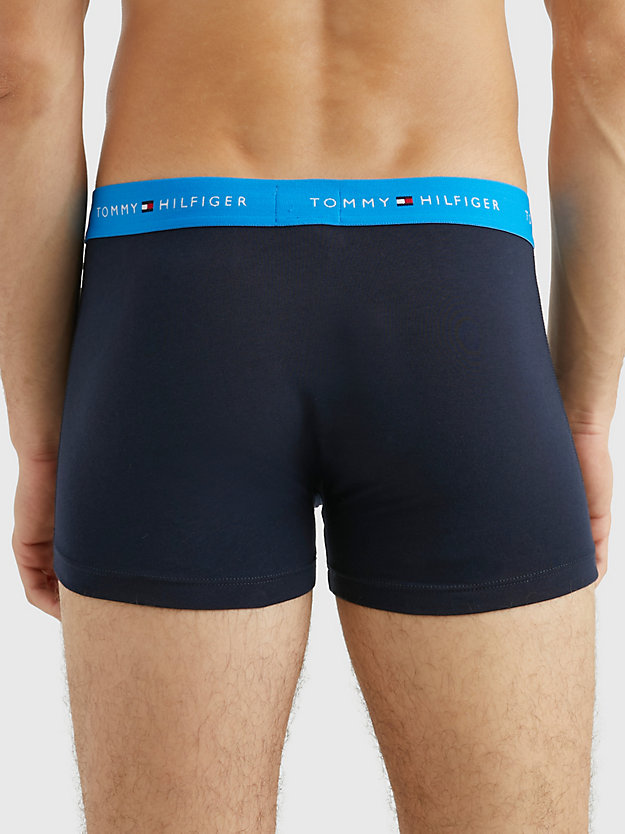 SHOCKING BLUE/PRIMARY RED/CARBON 3-Pack Essential Repeat Logo Trunks for men TOMMY HILFIGER