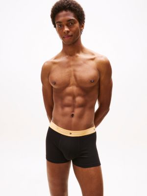 black 3-pack signature repeat logo waistband trunks for men tommy hilfiger