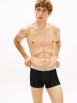 grey 3-pack signature repeat logo waistband trunks for men tommy hilfiger