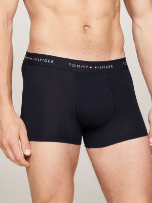 white 3-pack colour-blocked logo trunks for men tommy hilfiger