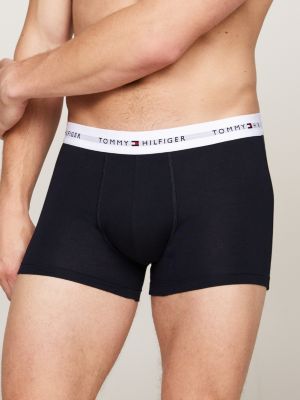 white 3-pack colour-blocked logo trunks for men tommy hilfiger