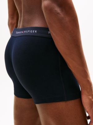 white 3-pack colour-blocked logo trunks for men tommy hilfiger