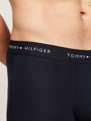 white 3-pack colour-blocked logo trunks for men tommy hilfiger