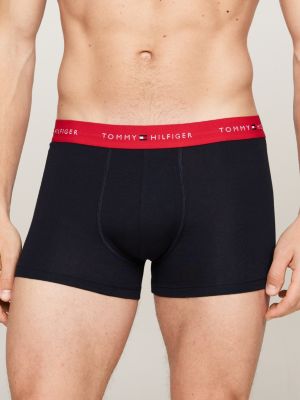 white 3-pack colour-blocked logo trunks for men tommy hilfiger