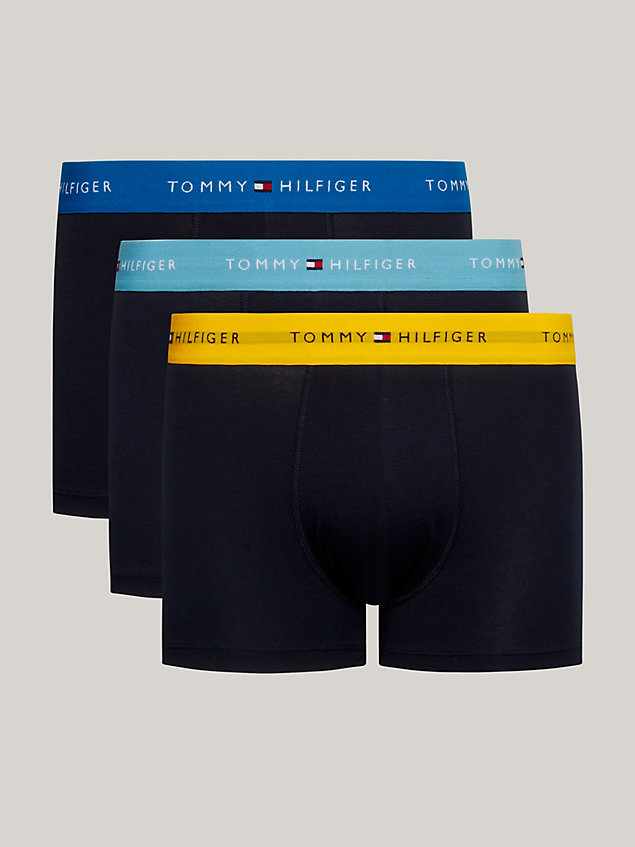 yellow 3-pack essential logo waistband trunks for men tommy hilfiger