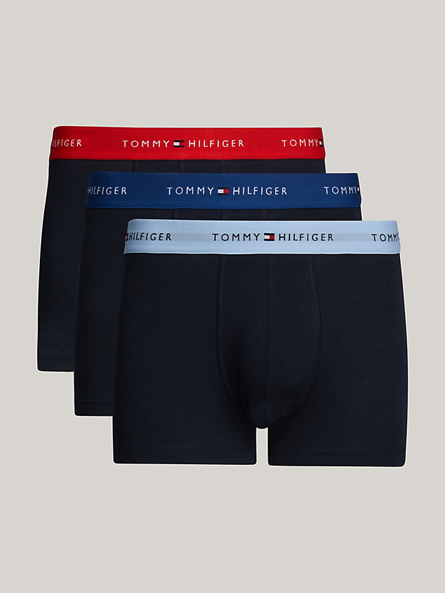 multi set van 3 signature essential boxershorts met logotaille voor heren - tommy hilfiger