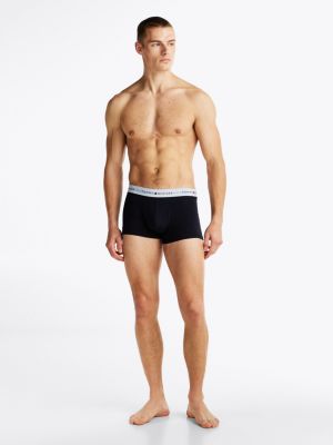 blue 3-pack colour-blocked logo trunks for men tommy hilfiger