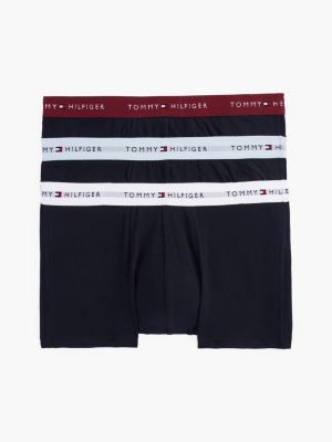 pack de 3 calzoncillos trunk color block azul de hombres tommy hilfiger