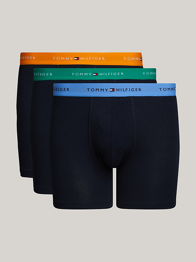 green 3-pack signature essential logo waistband boxer briefs for men tommy hilfiger