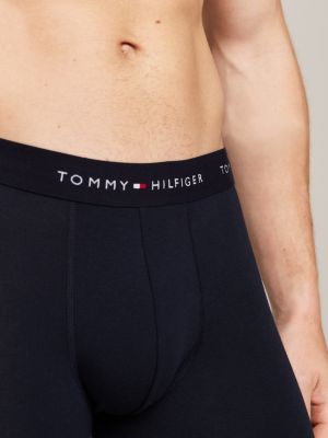 lot de 3 boxers longs à logo blanc pour hommes tommy hilfiger