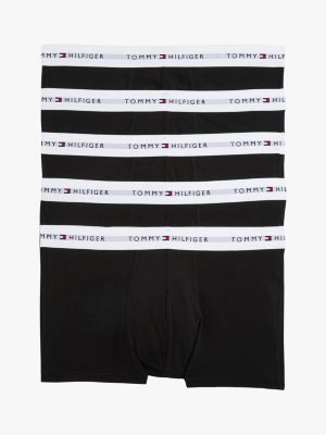  black 5-pack signature essential logo waistband trunks for men tommy hilfiger