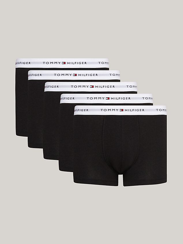 black 5er-pack essential trunks mit logomuster für herren - tommy hilfiger